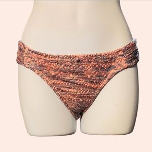 NWT Hobie Peach With Blue Crochet Mesh Ruched Side Bikini Bottom size Small